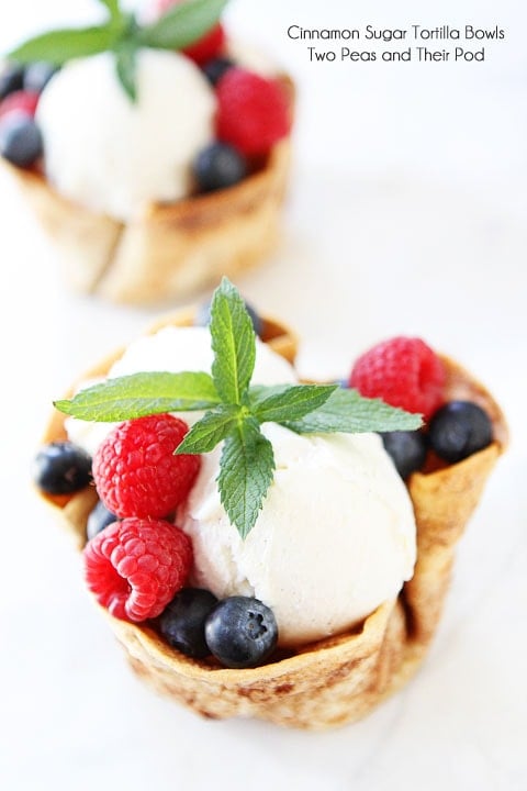 Cinnamon Sugar Tortilla Ice Cream Bowls Recipe on twopeasandtheirpod.com Edible ice cream bowls that are simple to make! Cinnamon Sugar Tortilla Ice Cream Bowls Recipe on twopeasandtheirpod.com Edible ice cream bowls that are simple to make!