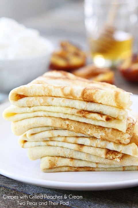 Crepes with Grilled Peaches & Cream Recipe on twopeasandtheirpod.com #recipe Crepes with Grilled Peaches & Cream Recipe on twopeasandtheirpod.com #recipe