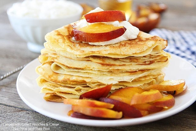 Crepes with Grilled Peaches & Cream Recipe on twopeasandtheirpod.com A great way to use up the summer peaches! Crepes with Grilled Peaches & Cream Recipe on twopeasandtheirpod.com A great way to use up the summer peaches!