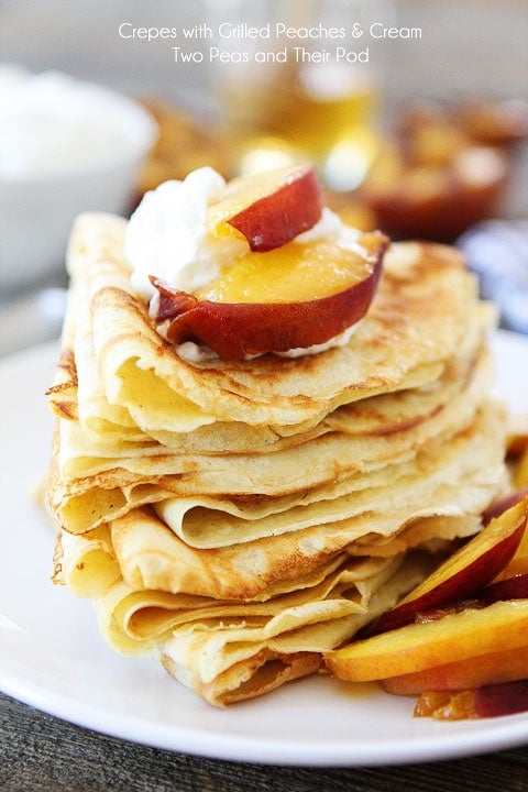 Crepes with Grilled Peaches & Cream Recipe on twopeasandtheirpod.com Crepes with Grilled Peaches & Cream Recipe on twopeasandtheirpod.com