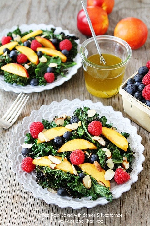 Grilled Kale Salad with Berries & Nectarines Recipe on twopeasandtheirpod.com A simple, healthy, and beautiful summer salad! Grilled Kale Salad with Berries & Nectarines Recipe on twopeasandtheirpod.com A simple, healthy, and beautiful summer salad!