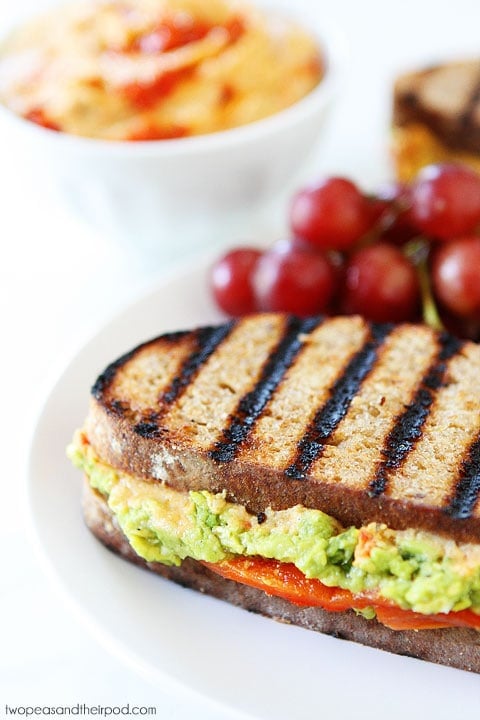 Roasted Red Pepper Hummus, Avocado, & Feta Sandwich Recipe on twopeasandtheirpod.com Roasted Red Pepper Hummus, Avocado, & Feta Sandwich Recipe on twopeasandtheirpod.com