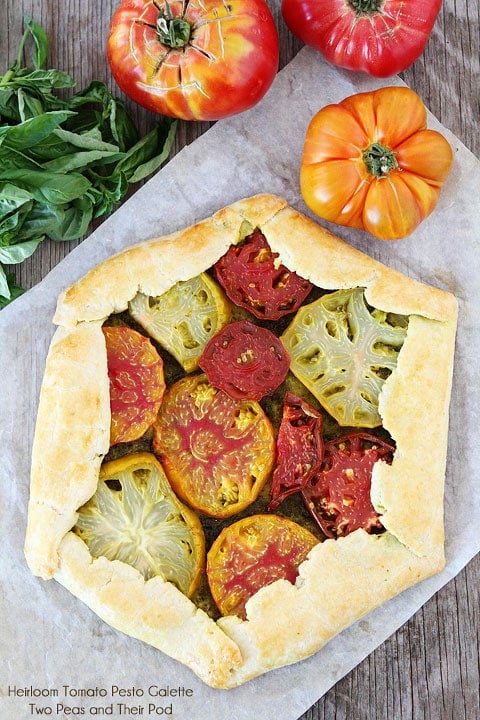 Heirloom Tomato Pesto Galette on twopeasandtheirpod.com #recipe Heirloom Tomato Pesto Galette on twopeasandtheirpod.com #recipe