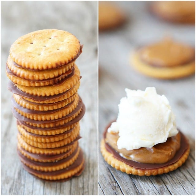 Ritz Cracker Chocolate Peanut Butter Ice Cream Sandwich Recipe on twopeasandtheirpod.com Ritz Cracker Chocolate Peanut Butter Ice Cream Sandwich Recipe on twopeasandtheirpod.com