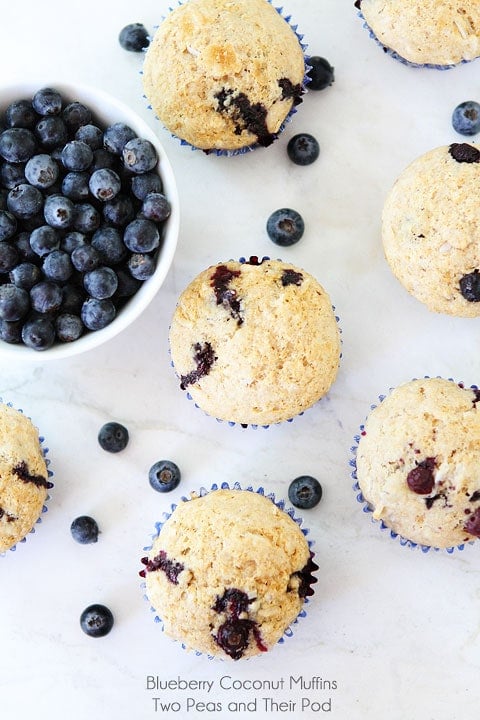 Easy Blueberry Coconut Muffins on twopeasandtheirpod.com Easy Blueberry Coconut Muffins on twopeasandtheirpod.com