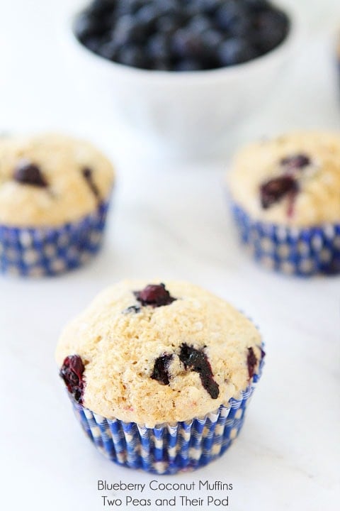 Blueberry Coconut Muffins on twopeasandtheirpod.com Blueberry Coconut Muffins on twopeasandtheirpod.com