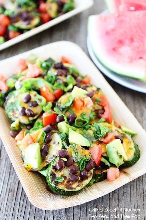 Grilled Zucchini Nachos Recipe on twopeasandtheirpod.com A great way to use up the summer zucchini! Grilled Zucchini Nachos Recipe on twopeasandtheirpod.com A great way to use up the summer zucchini!
