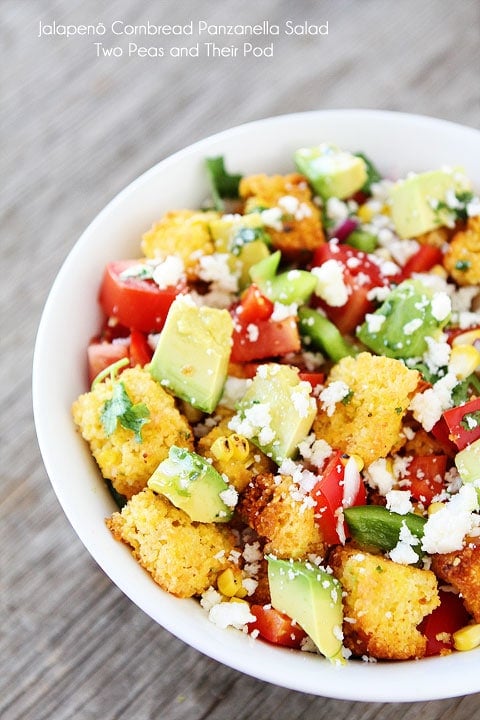 Jalapeño Cornbread Panzanella Salad Recipe on twopeasandtheirpod.com Love this salad! Jalapeño Cornbread Panzanella Salad Recipe on twopeasandtheirpod.com Love this salad!