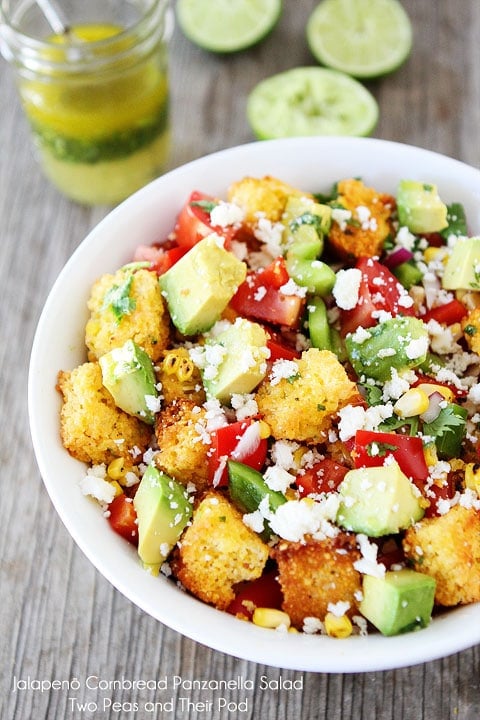 Jalapeño Cornbread Panzanella Salad Recipe on twopeasandtheirpod.com Love everything about this salad! Jalapeño Cornbread Panzanella Salad Recipe on twopeasandtheirpod.com Love everything about this salad!