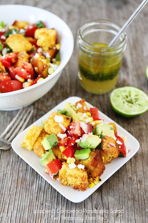 Jalapeño Cornbread Panzanella Salad on twopeasandtheirpod.com #recipe Jalapeño Cornbread Panzanella Salad on twopeasandtheirpod.com #recipe