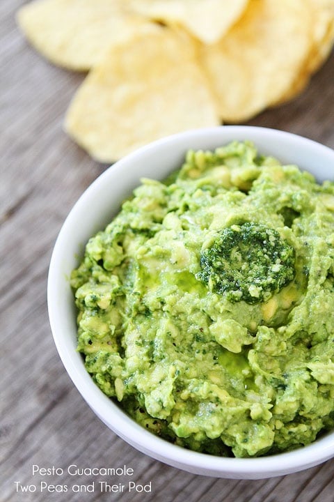 Easy Pesto Guacamole Recipe on twopeasandtheirpod.com Easy Pesto Guacamole Recipe on twopeasandtheirpod.com