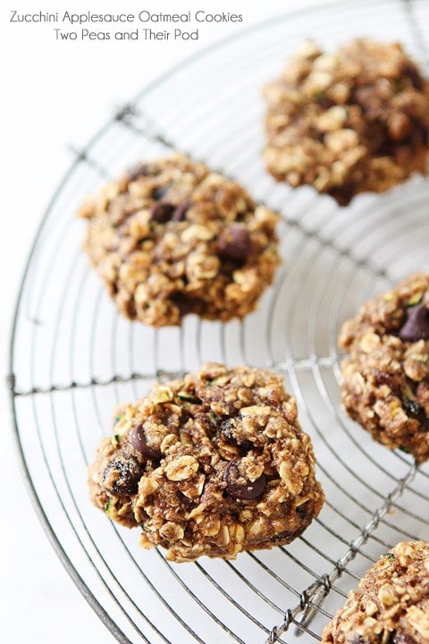 Zucchini Applesauce Oatmeal Cookies on twopeasandtheirpod.com Love these healthy cookies! Zucchini Applesauce Oatmeal Cookies on twopeasandtheirpod.com Love these healthy cookies!