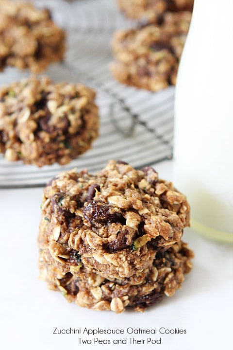 Zucchini Applesauce Oatmeal Cookie Recipe on twopeasandtheirpod.com Zucchini Applesauce Oatmeal Cookie Recipe on twopeasandtheirpod.com