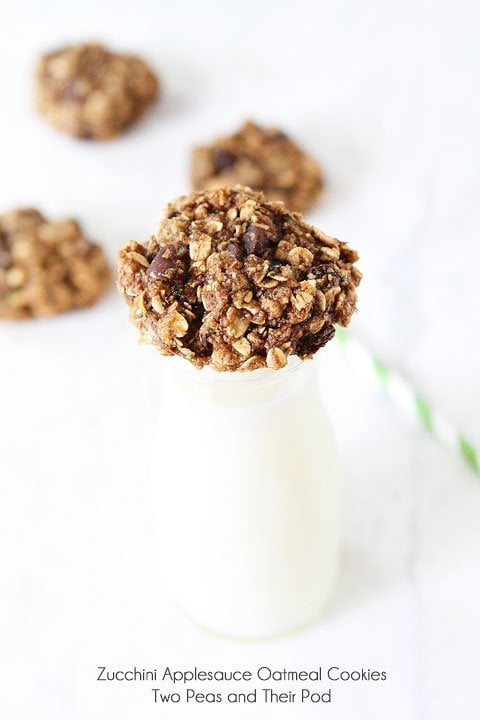 Zucchini Applesauce Oatmeal Cookie Recipe on twopeasandtheirpod.com Love these healthy cookies! Zucchini Applesauce Oatmeal Cookie Recipe on twopeasandtheirpod.com Love these healthy cookies!