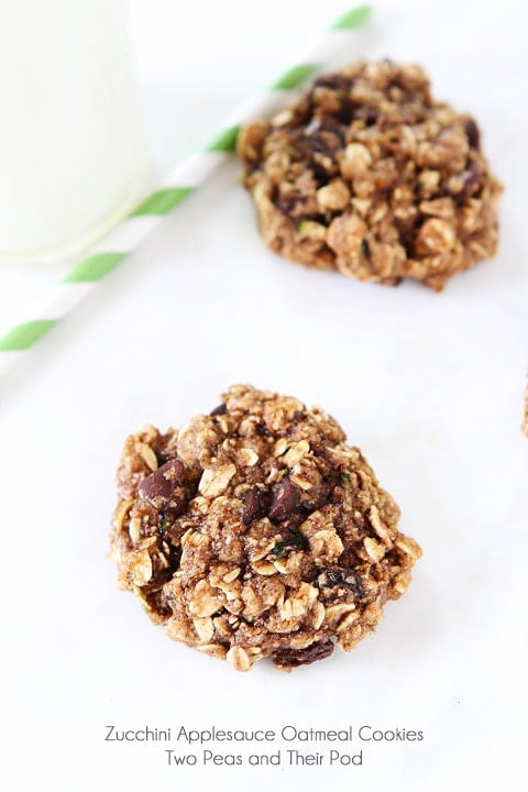 Whole Wheat Zucchini Applesauce Oatmeal Cookies on twopeasandtheirpod.com Love this healthy cookie recipe! Whole Wheat Zucchini Applesauce Oatmeal Cookies on twopeasandtheirpod.com Love this healthy cookie recipe!