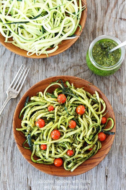 Zucchini Noodles with Pesto on twopeasandtheirpod.com How to cook Zoodles or Zucchini Pasta