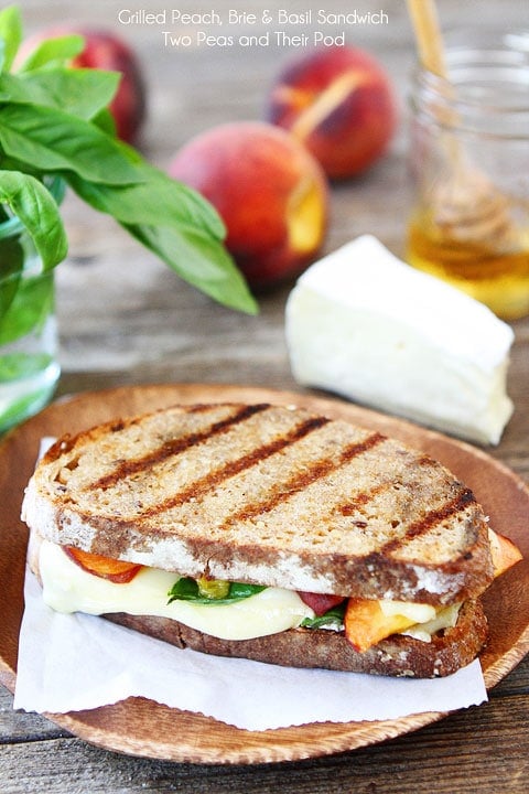 Grilled Peach, Brie, & Basil Sandwich Recipe on twopeasandtheirpod.com Grilled Peach, Brie, & Basil Sandwich Recipe on twopeasandtheirpod.com