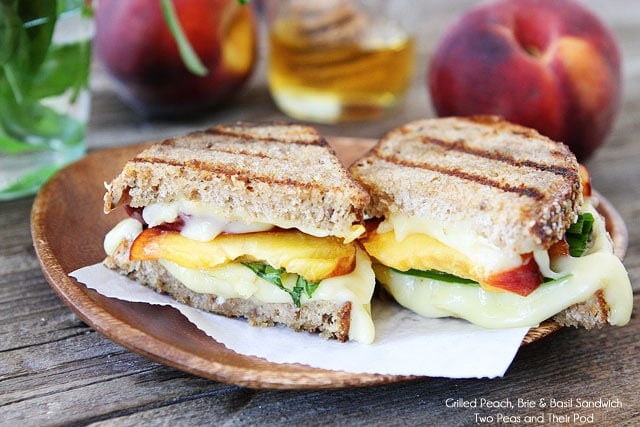 Grilled Peach, Brie, & Basil Sandwich on twopeasandtheirpod.com Grilled Peach, Brie, & Basil Sandwich on twopeasandtheirpod.com