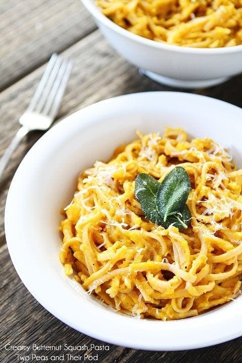 Creamy Butternut Squash Pasta Recipe on twopeasandthierpod.com Creamy Butternut Squash Pasta Recipe on twopeasandthierpod.com