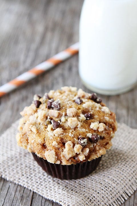 Pumpkin Toffee Chocolate Chip Muffins on twopeasandtheirpod.com #recipe Pumpkin Toffee Chocolate Chip Muffins on twopeasandtheirpod.com #recipe
