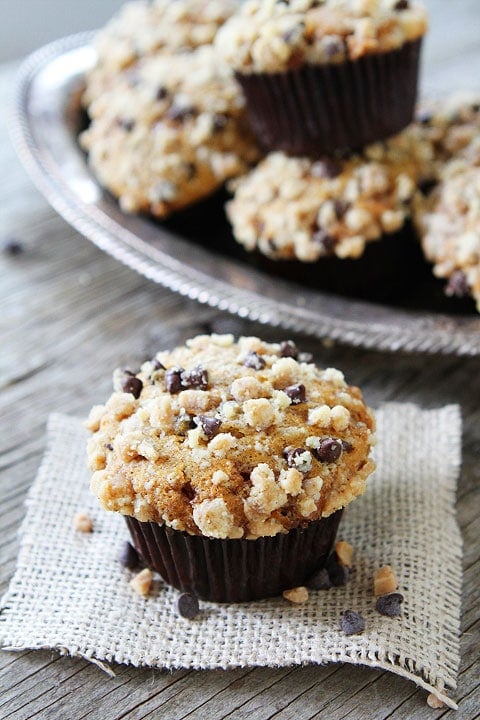 Pumpkin Toffee Chocolate Chip Muffins Recipe on twopeasandtheirpod.com WOW! All of my favorites in one muffin! Pumpkin Toffee Chocolate Chip Muffins Recipe on twopeasandtheirpod.com WOW! All of my favorites in one muffin!