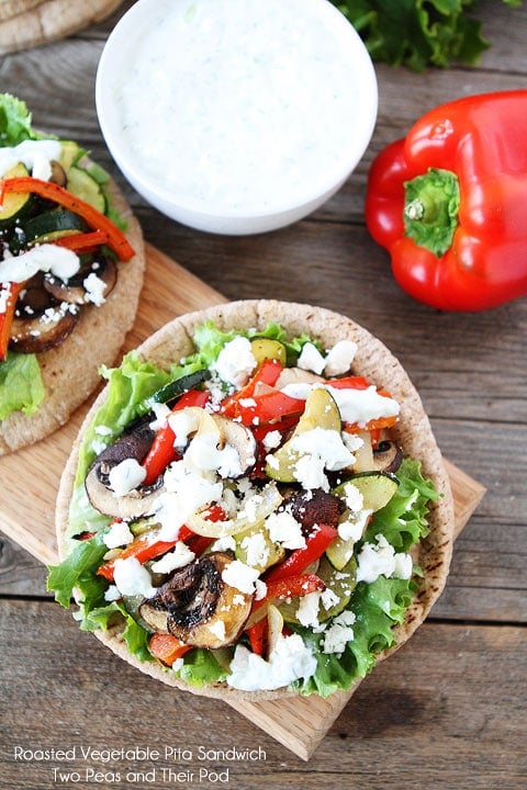 Roasted Vegetable Pita Sandwich Recipe on twopeasandtheirpod.com #recipe #vegetarian Roasted Vegetable Pita Sandwich Recipe on twopeasandtheirpod.com #recipe #vegetarian