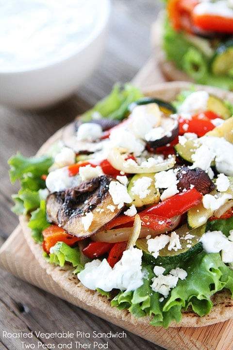 Roasted Vegetable Pita Sandwich Recipe on twopeasandtheirpod.com #recipe Roasted Vegetable Pita Sandwich Recipe on twopeasandtheirpod.com #recipe