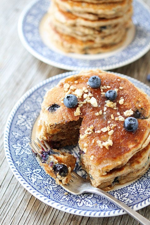 Whole Wheat Blueberry Granola Pancakes on twopeasandtheirpod.com #healthy #recipe Whole Wheat Blueberry Granola Pancakes on twopeasandtheirpod.com #healthy #recipe