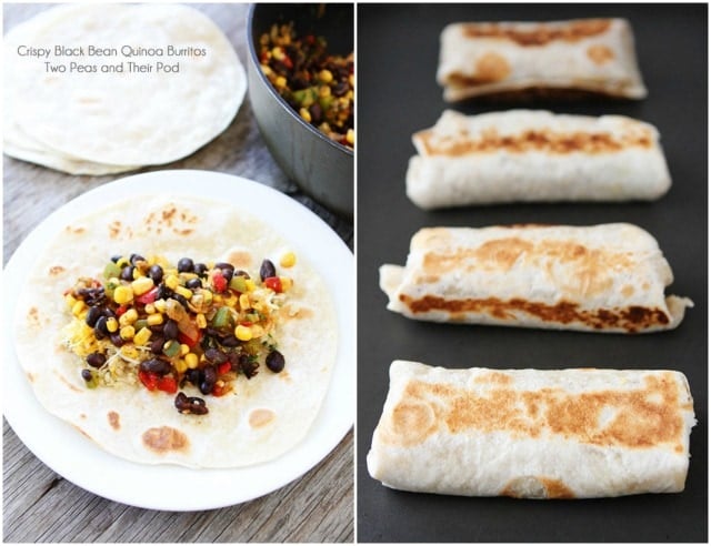 Crispy Black Bean Quinoa Burritos with Avocado Dipping Sauce on twopeasandtheirpod.com Crispy Black Bean Quinoa Burritos with Avocado Dipping Sauce on twopeasandtheirpod.com