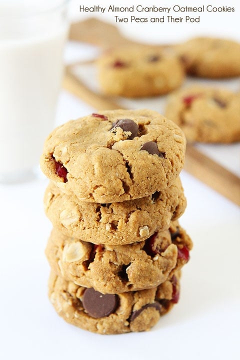 Healthy Almond Cranberry Oatmeal Cookies on twopeasandtheirpod.com We LOVE these vegan cookies! Healthy Almond Cranberry Oatmeal Cookies on twopeasandtheirpod.com We LOVE these vegan cookies!
