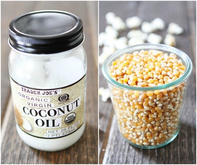 Easy Kettle Corn Recipe on twopeasandtheirpod.com Secret ingredient to homemade kettle corn: coconut oil
