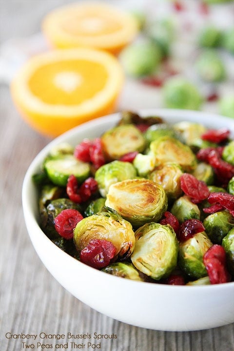 Cranberry Orange Roasted Brussels Sprouts Recipe on twopeasandtheirpod.com A great side dish to any meal! Cranberry Orange Roasted Brussels Sprouts Recipe on twopeasandtheirpod.com A great side dish to any meal!