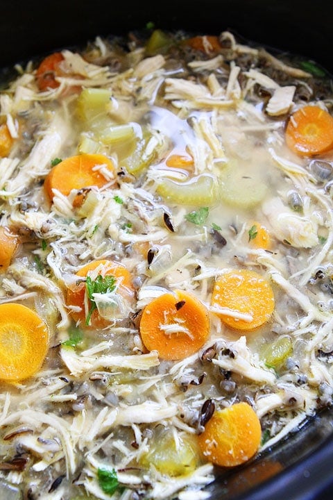 Recipe for Slow Cooker Chicken and Wild Rice Soup on twopeasandtheirpod.com Recipe for Slow Cooker Chicken and Wild Rice Soup on twopeasandtheirpod.com