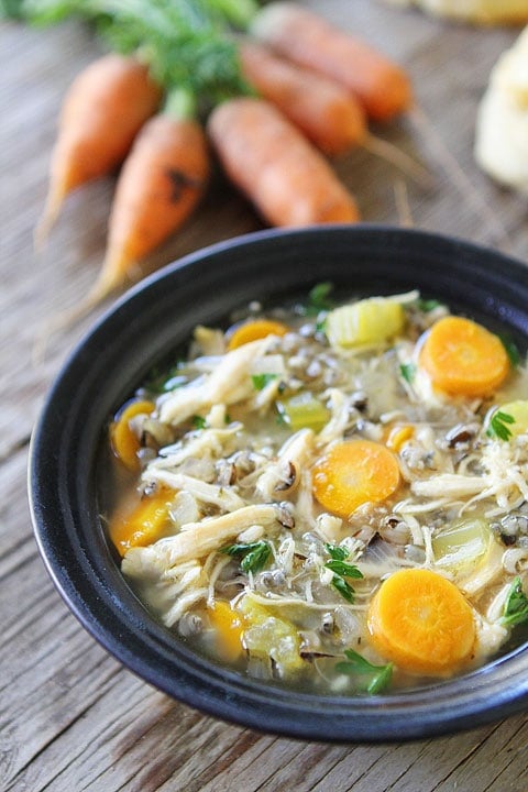 Slow Cooker Chicken and Wild Rice Soup Recipe on twopeasandtheirpod.com This hearty and healthy soup is made in the crockpot! Slow Cooker Chicken and Wild Rice Soup Recipe on twopeasandtheirpod.com This hearty and healthy soup is made in the crockpot!