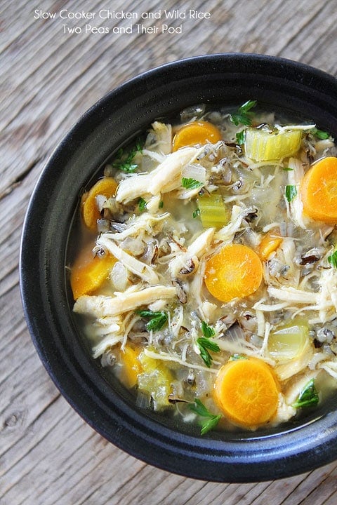 Slow Cooker Chicken and Wild Rice Soup on twopeasandtheirpod.com Perfect soup for a chilly day or if you are feeling under the weather! Slow Cooker Chicken and Wild Rice Soup on twopeasandtheirpod.com Perfect soup for a chilly day or if you are feeling under the weather!