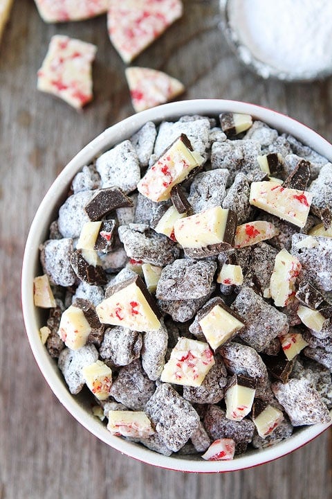 Peppermint Bark Chex Mix Recipe on twopeasandtheirpod.com Fun to make and fun to eat! Peppermint Bark Chex Mix Recipe on twopeasandtheirpod.com Fun to make and fun to eat!