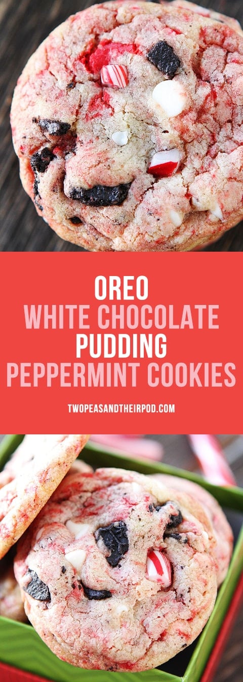 Oreo White Chocolate Pudding Peppermint Cookies are always a favorite Christmas cookie! #cookie #holidays #Christmas #Oreo #Christmascookie #peppermint #chocolate