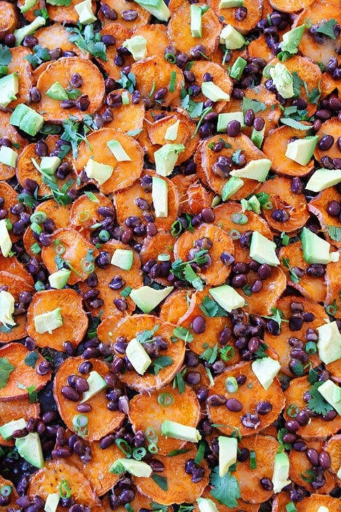 Loaded Sweet Potato Nachos on twopeasandtheirpod.com Loaded Sweet Potato Nachos Recipe