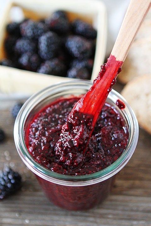 Chia Seed Jam Recipe Blackberry Chia Seed Jam Recipe on twopeasandtheirpod.com Love this healthy and easy jam!
