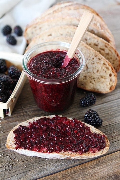 Blackberry Chia Seed Jam Recipe Blackberry Chia Seed Jam Recipe on twopeasandtheirpod.com This jam is SO easy and so good!