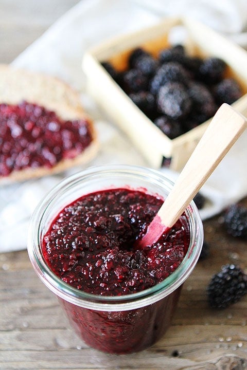 Chia Seed Jam Recipe Blackberry Chia Seed Jam Recipe on twopeasandtheirpod.com Love this 20 minute jam recipe!