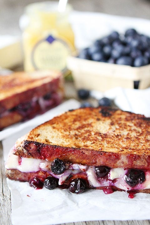 Brie Grilled Cheese Sandwich Recipe Blueberry, Brie and Lemon Curd Grilled Cheese Recipe on twopeasandtheirpod.com Love this sweet grilled cheese!