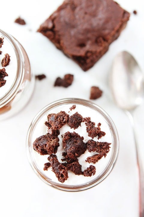 Chocolate Mousse Brownie Trifles Recipe Easy Chocolate Mousse Brownie Trifles on twopeasandtheirpod.com. Divine dessert!