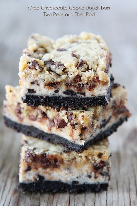 Oreo Cheesecake Cookie Dough Bars Oreo Cheesecake Cookie Dough Bars stacked