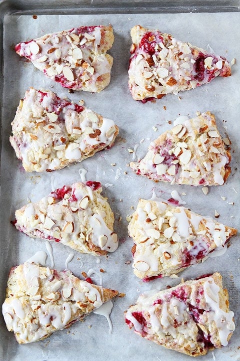 Raspberry Almond Scones Raspberry Almond Scones are easy to make and great for breakfast or brunch.