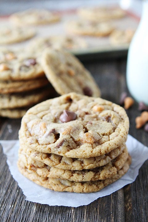 Butterscotch, Toffee, Chocolate Chip Cookie Recipe Butterscotch, Toffee, Chocolate Chip Cookie Recipe on twopeasandtheirpod.com. These cookies have it all! A MUST make!