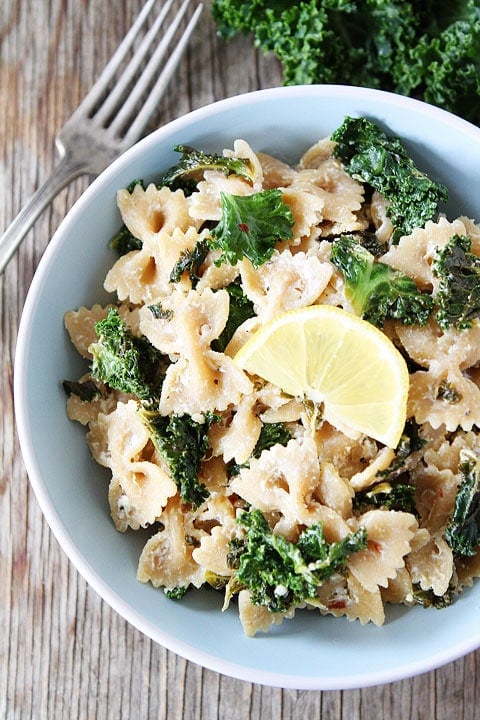 Goat Cheese Lemon Pasta with Kale Recipe Goat Cheese Lemon Pasta with Kale Recipe on twopeasandtheirpod.com Takes less than 30 minutes to make and it's SO good!