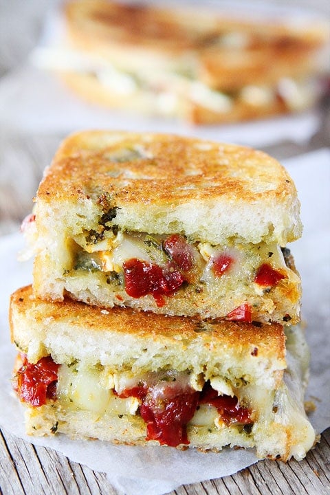 Pesto, Brie, and Sweet Pepper Grilled Cheese Sandwich Recipe Pesto, Brie, and Sweet Pepper Grilled Cheese Sandwich Recipe on twopeasandtheirpod.com Grilled cheese perfection!