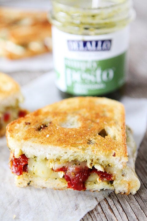 Pesto, Brie, and Sweet Pepper Grilled Cheese Sandwich Recipe Pesto, Brie, and Sweet Pepper Grilled Cheese Sandwich Recipe on twopeasandtheirpod.com You have to make this sandwich! It is life changing!