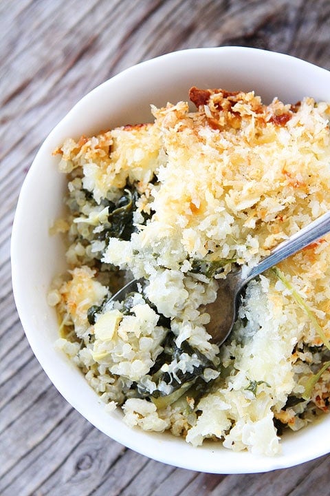 Spinach and Artichoke Quinoa Bake Recipe Spinach and Artichoke Quinoa Bake Recipe on twopeasandtheirpod.com
